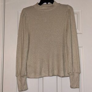 Loft gold metallic sweater NWT